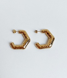 Pendientes Aro Extra Bold Geo Reliefs Dorado