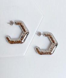 Pendientes Aro Extra Bold Geo Reliefs Plateado