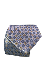 [CB213] Corbata Azul Mosaico Azul Oscuro y Dorado