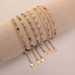 Pulsera dorada con piedras de colores