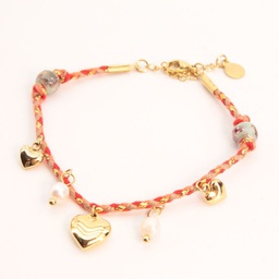 Pulsera Multicharm Cuerda Coral Corazón