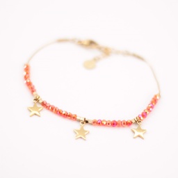 Pulsera Cuentas Multihcarm Naranja Estrellas