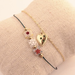 Pulsera azul con piedras florales