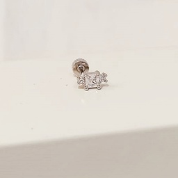 Pendiente Cuadrado Mini Circonitas Plateado (Rosca)