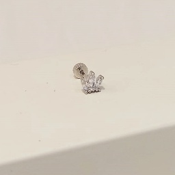 Pendiente Corona Triple Plateado (Rosca)