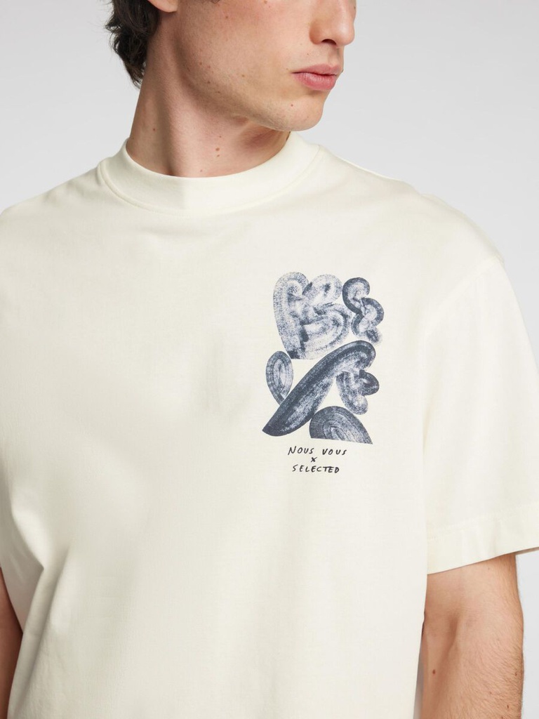 Camiseta Cloud Dancer Neutral License SS O-Neck Tee - Selected