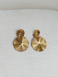 [PM2502] Pendientes Doble Crumbled Redondo Dorado