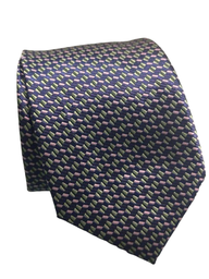 Corbata azul marino con motivos verdes y rosas