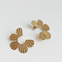 [J25175Y] Pendientes Semi Flor Dorado