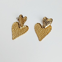 [J25163Y] Pendientes Doble Corazón Dorados