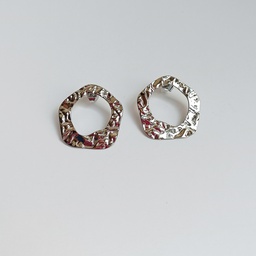 [J250086Y] Pendientes Círculo Rugoso Plateado