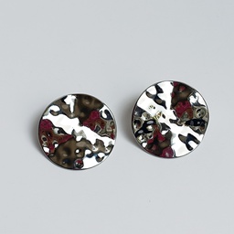 [J25164Y] Pendientes Círculo Relieves Plateado