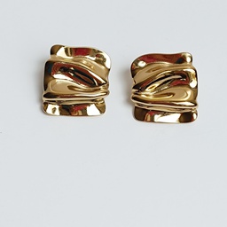 [J25170Y] Pendientes Cuadrado Relieve Dorado