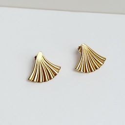[J25009Y] Pendientes Semi Abanico Dorado