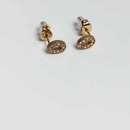 [J25196Y] Pendientes Círculo Circonitas Dorado