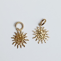 [J25168V] Pendientes Aro Charm Sol Relieve Dorado