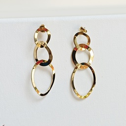 [J25172V] Pendientes Triple Óvalo Liso Dorado