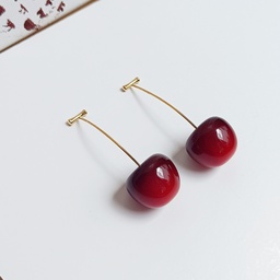 [J250048V] Pendientes Cerezas Dorado