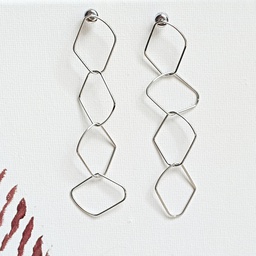 [J250014V] Pendientes Cuadrados Ovalados Plateado