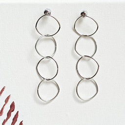 [J25141V] Pendientes Círculos Ovalados Plateado