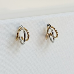 [J25164] Pendientes Semi Aro Dorado Y Plateado