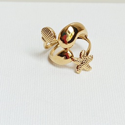 [J250110Y] Anillo Estrella Y Concha De Mar Dorado