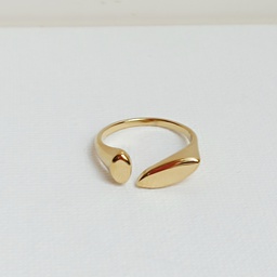 [J25142V] Anillo Óvalo Y Círculo Dorado