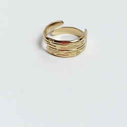 [J25131V] Anillo Relieve Dorado