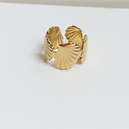 [J25124V] Anillo Conchas Dorado