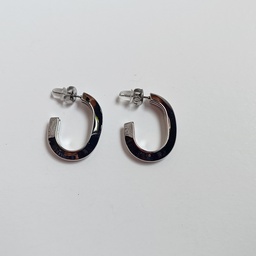 [J250039V] Pendientes Semi Aro Cuadrado Plateado
