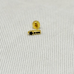 [J250052] Pendiente Stick Circonitas Negras Dorado (Rosca)