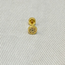 [J250043] Pendiente Círculo Flor Circonitas Dorado (Rosca)