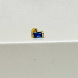 [J250069] Pendiente Circonita Grande Azul Y Blanco Dorado (Rosca)