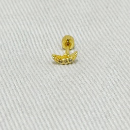 [J250092] Pendiente Media Luna Circonita Dorado (Rosca)