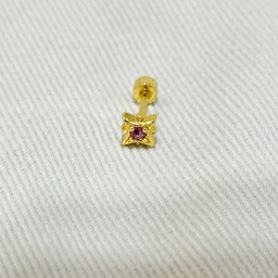 [J250037] Pendiente Destello Circonita Morada Dorado (Rosca)