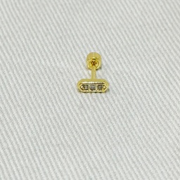 [J25127] Pendiente Stick Ovalado Circonita Dorado (Rosca)