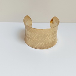 [J250054] Brazalete Ancho Espigas Relieve Dorado