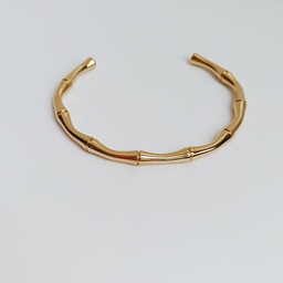 [J250111] Brazalete Efecto Caña Bambú Dorado