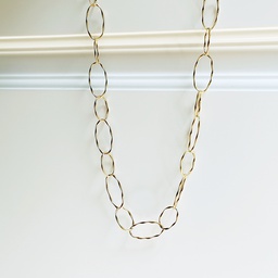 [J250031] Collar Largo Cadena Eslabones Circulares Dorado