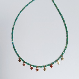 [J250040] Collar Cadena De Pedrería Dorado