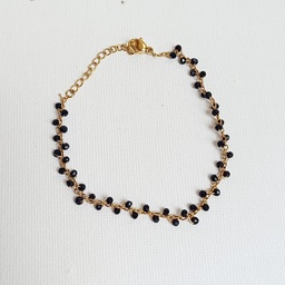 Pulsera Cuentas Negras (Dorado)