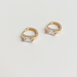 Aros Circonita Rectangular Dorado