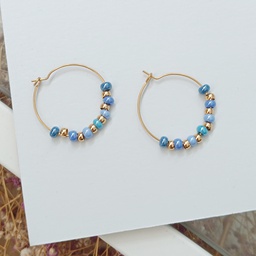 Pendientes Cerámica Claire Azul y Dorado