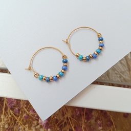 Pendientes Cerámica Claire Azules Dorado
