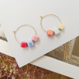 Pendientes Cerámica Cube Asimétrico Multicolor