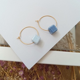 Pendientes Cerámica Cube Asimétrico Azul