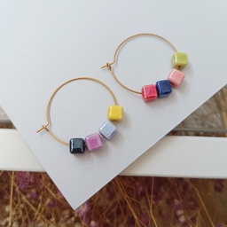 Pendientes Cerámica Cube Asimétricos Colores
