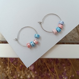 Pendientes Cerámica Round Azul y Rosa