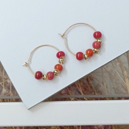 Pendientes Cerámica Carey Burdeos Dorado