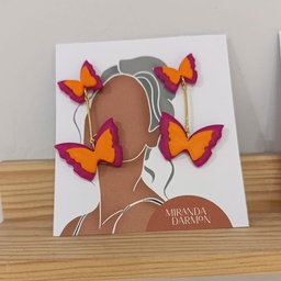 Pendientes Mariposa Rosa y Naranja - Arcilla Polimérica Miranda